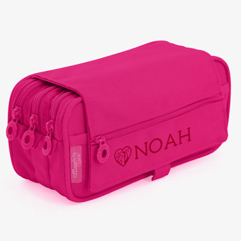 Trousse Scolaire Rose 4 Compartiments - Avec 2 Blocs Notes - Grande Capacité 22x13 Cm - 7