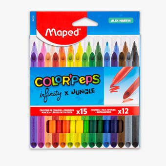 Maped - Pack Coloriage Color’Peps - 12 crayons de couleur + 12 Feutres Ocean + 12 Craies Wax + 1 Taille-Crayons - Couleurs Vives et Durables Maped - Pack Coloriage Color’Peps - 12 crayons de couleur + 12 Feutres Ocean + 12 Craies Wax + 1 Taille-Crayons - Couleurs Vives et Durables