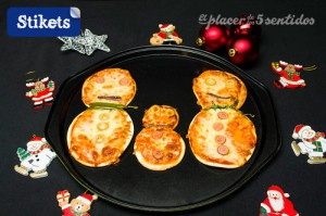 Pizzas en forme de bonhomme de neige